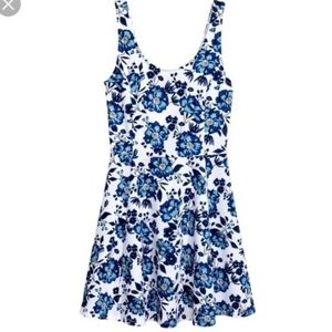 H&M blue and white floral skater dress
